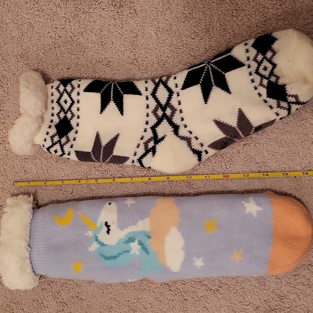 Fleece Lined Unicorn & Snowflake Cozy Socks